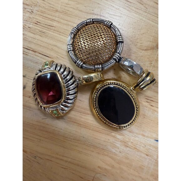 Lot Of 3 Vintage Two-Tone Enhancer Pendants, Retro, Y2K, Glam, Lux - Picture 10 of 11